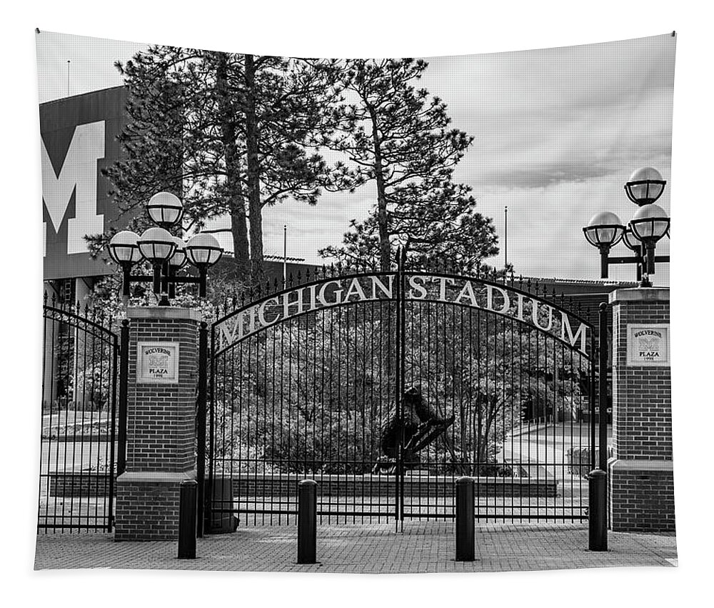 . Big Ten Campus Tapestry featuring the photograph The Big House Entrance by John McGraw
