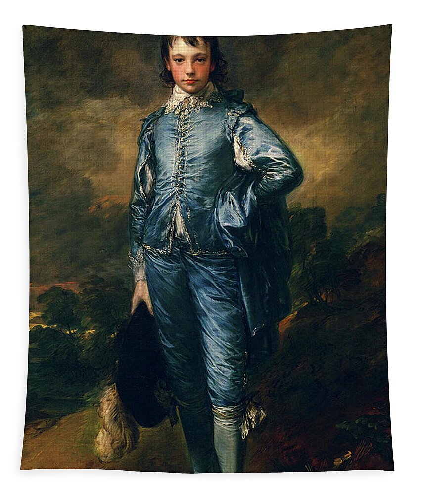The Blue Boy Tapestry featuring the painting The Blue Boy by Thomas Gainsborough by Rolando Burbon