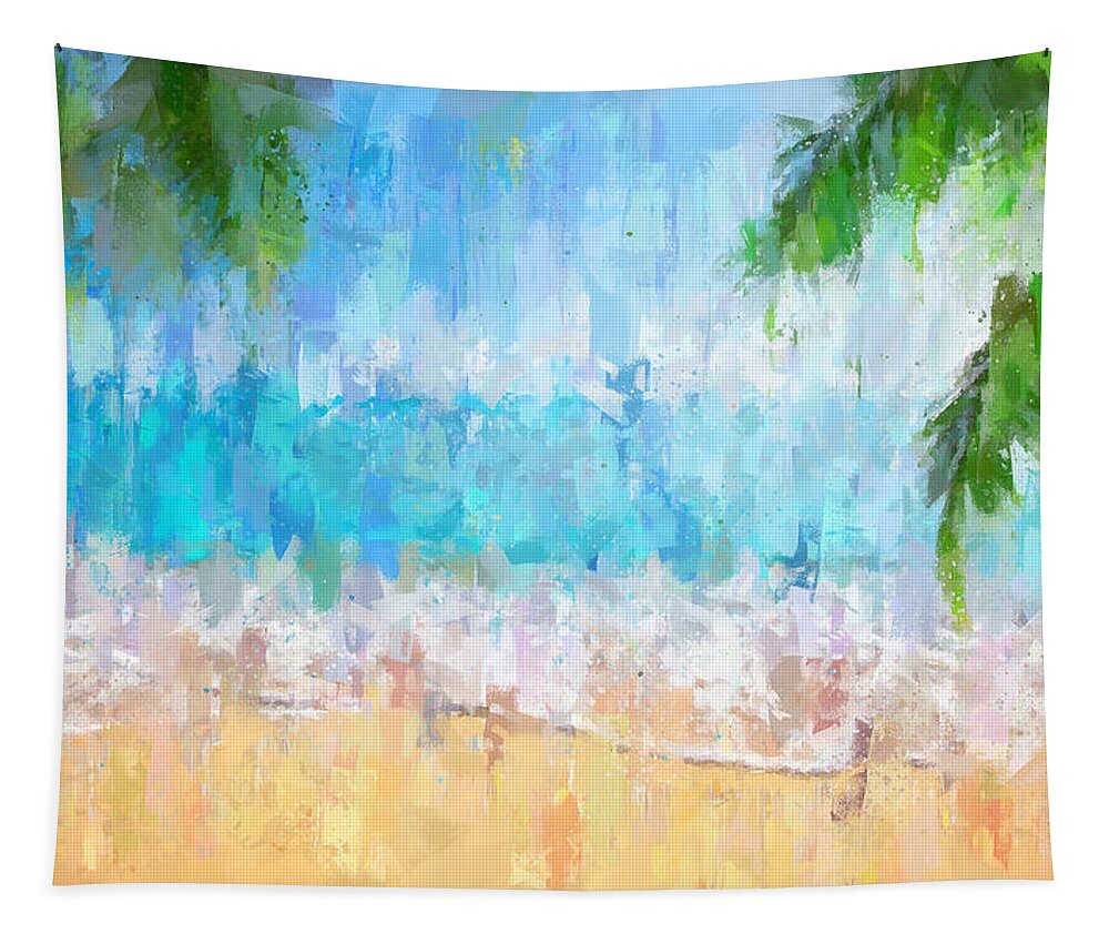 Blue Skye Tapestry featuring the painting The blue skye - Aloha Hawaii by Vart Studio