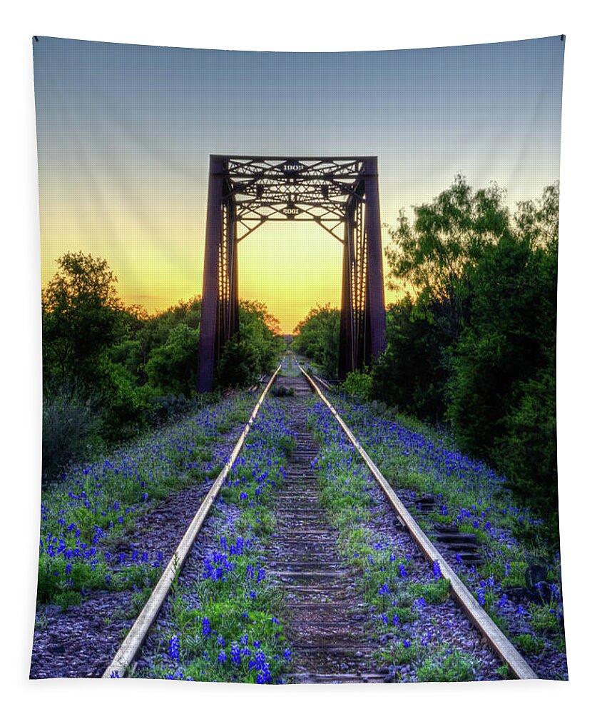 Bluebonnets Tapestry featuring the photograph The Bluebonnet Railroad by Paul Quinn