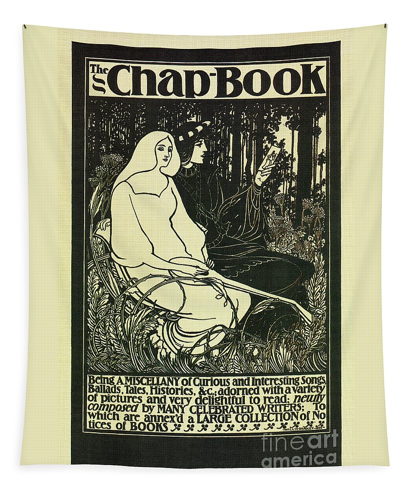 Black And White Tapestry featuring the drawing The Chap Book 1895 by Heidi De Leeuw