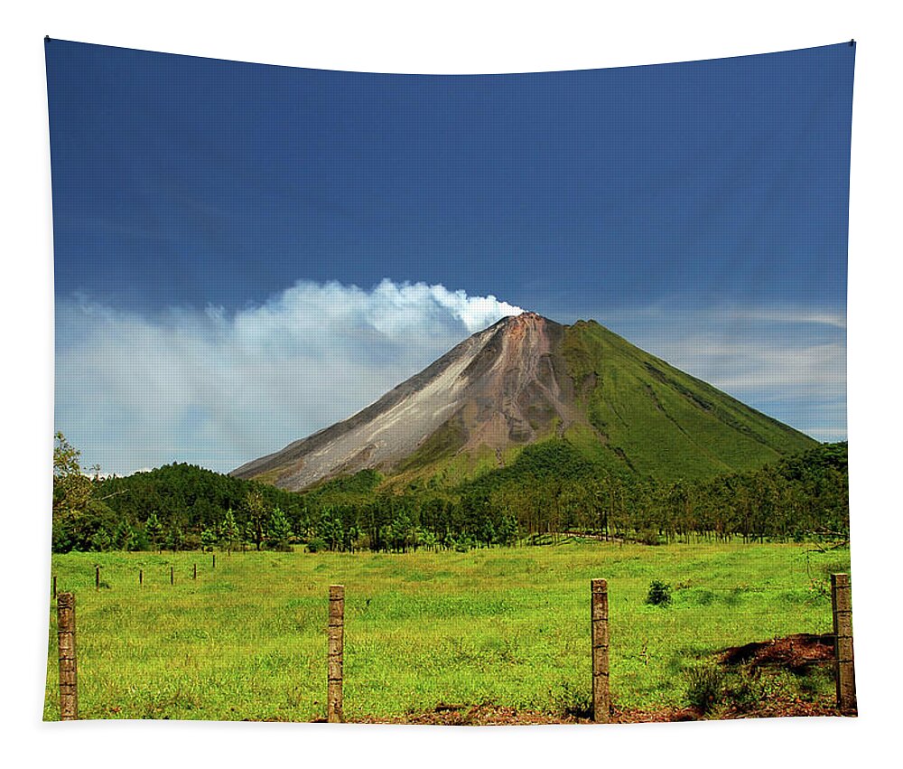 Scenics Tapestry featuring the photograph The Classic Cone Shape of Arenal Volcano in Costa Rica by Tito Slack