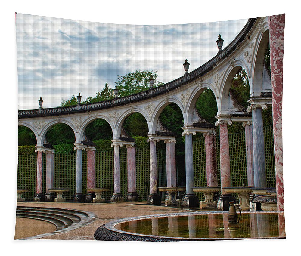 Building Tapestry featuring the photograph The Colonade in The Gardens of Versailles by Portia Olaughlin