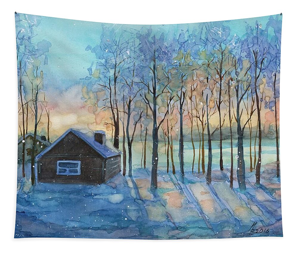 Russian Artists New Wave Tapestry featuring the painting The Color of Winter is White ? by Ina Petrashkevich