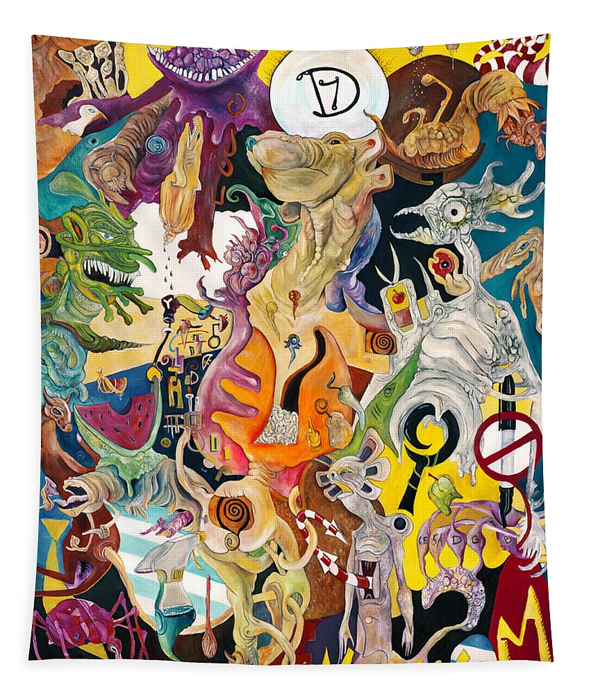 Monsters Tapestry featuring the painting The Compressed Bear by Yom Tov Blumenthal