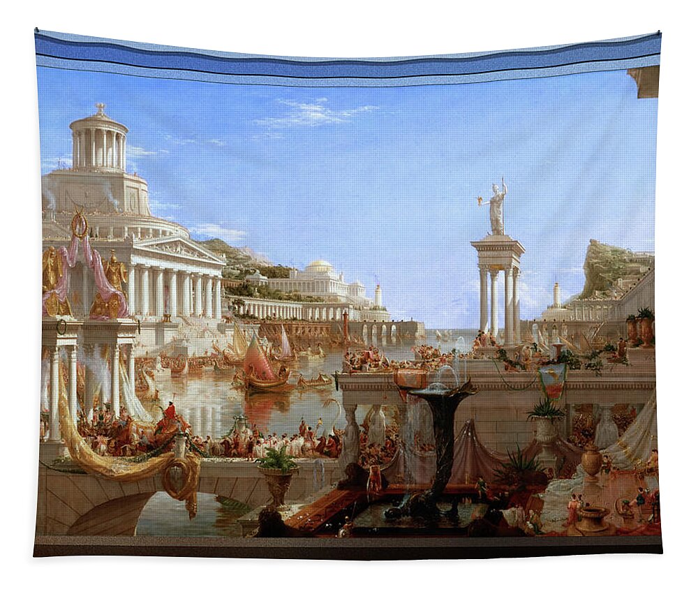 The Consummation Of Empire Tapestry featuring the painting The Consummation of Empire by Thomas Cole by Rolando Burbon