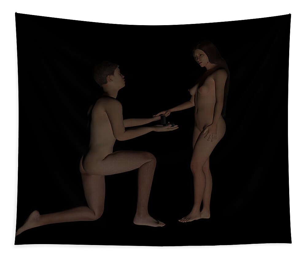James Smullins Tapestry featuring the digital art The Couple-marriage proposal part 2 by James Smullins