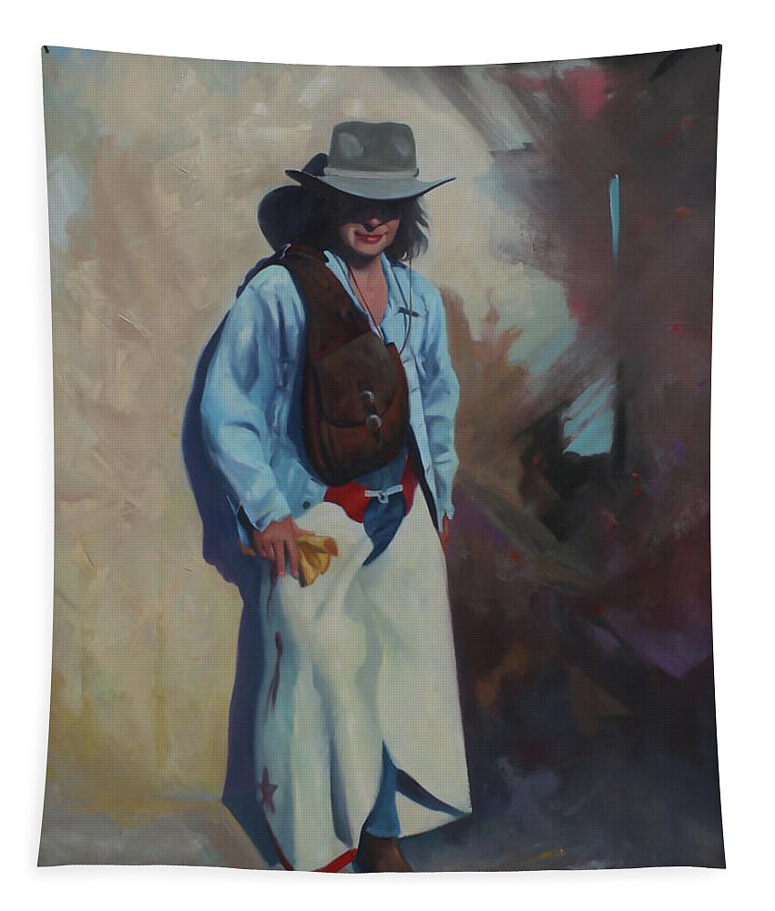 Firurative Art Tapestry featuring the painting The Cowgirl by Carolyne Hawley
