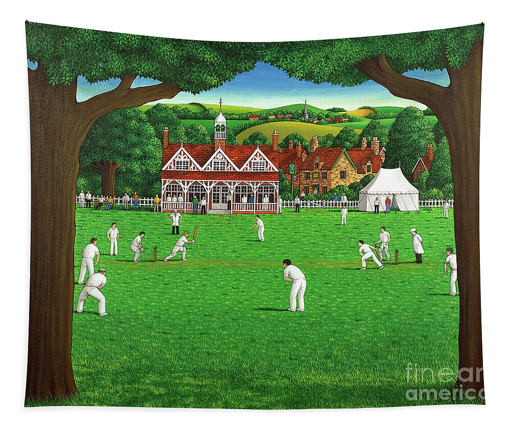 Cricket Tapestry featuring the painting The Cricket Match by Larry Smart