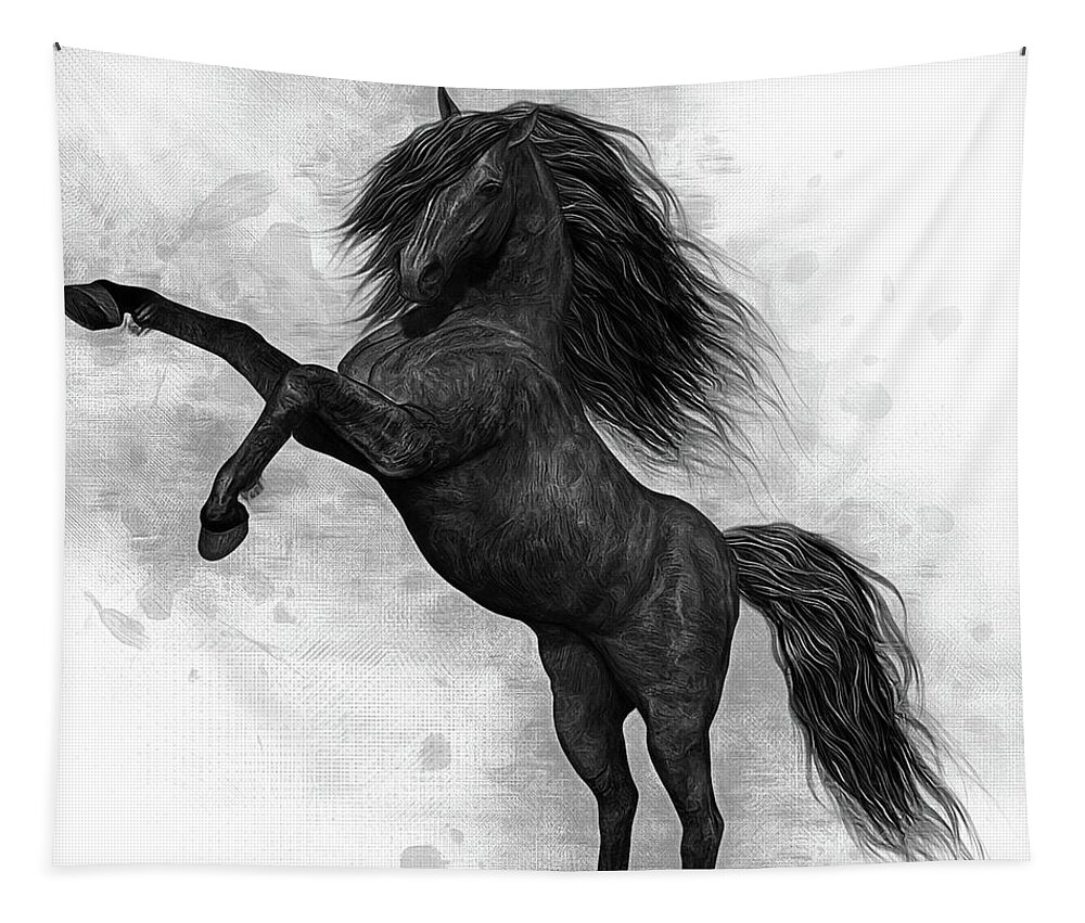 Horse Tapestry featuring the digital art The Dark Horse by Ian Mitchell