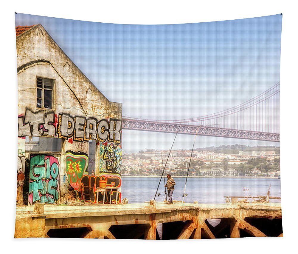 The Fisherman Tapestry featuring the photograph The Fisherman house by Micah Offman