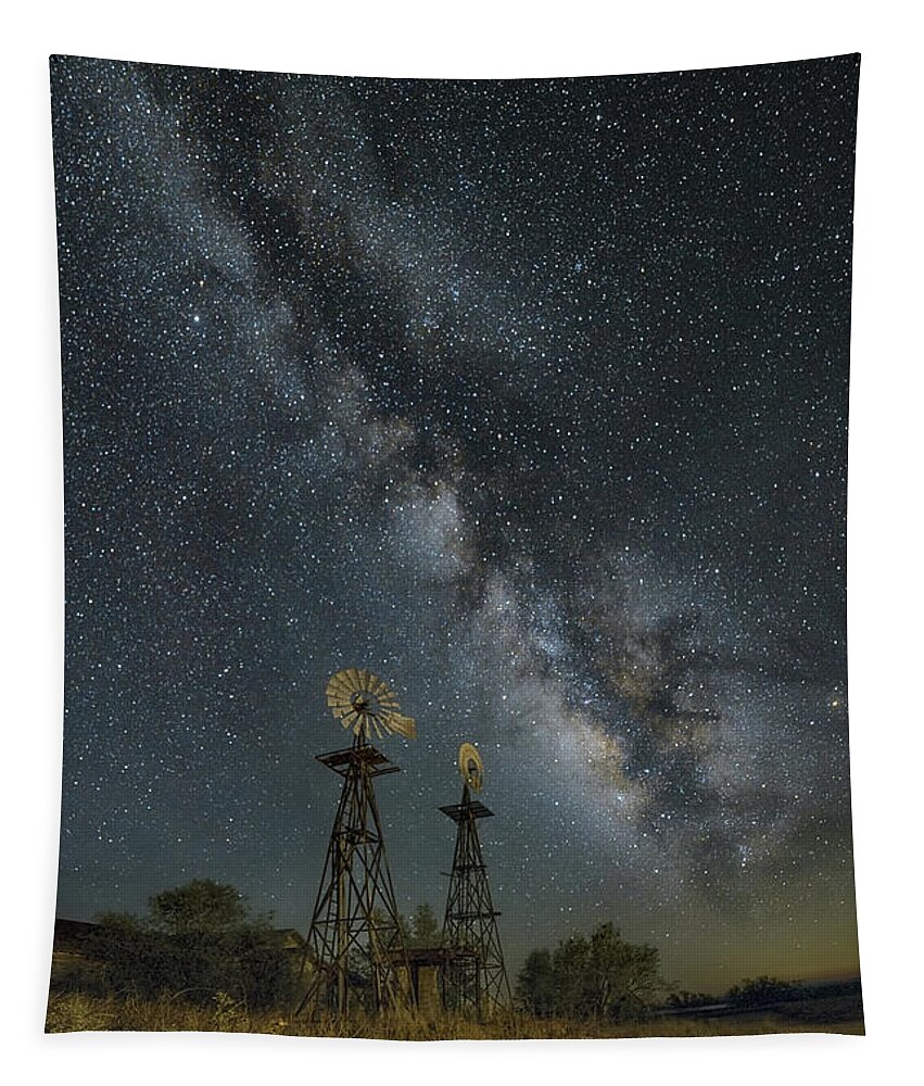 Milky Way Tapestry featuring the photograph The Galactic Twin Windmills by James Clinich