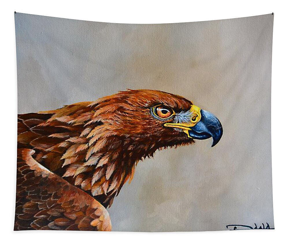 Birds Tapestry featuring the painting The Golden Eagle by Dana Newman