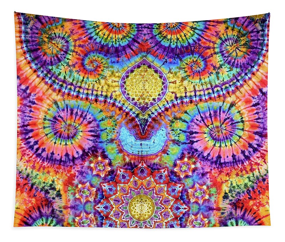 Rob Norwood Tie Dye Tapestry Ice Dyed Psychedelic Art Tapestry featuring the tapestry - textile The Golden road by Rob Norwood