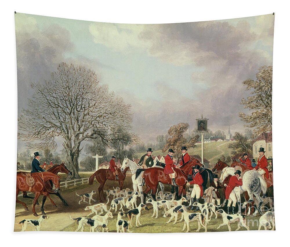 Hunting Tapestry featuring the painting The Hertfordshire Hunt by James Pollard