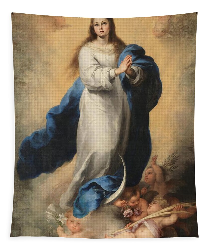 Bartolome Esteban Murillo Tapestry featuring the painting 'The Immaculate Conception of El Escorial', 1660-1665, Spanish School... by Bartolome Esteban Murillo -1611-1682-