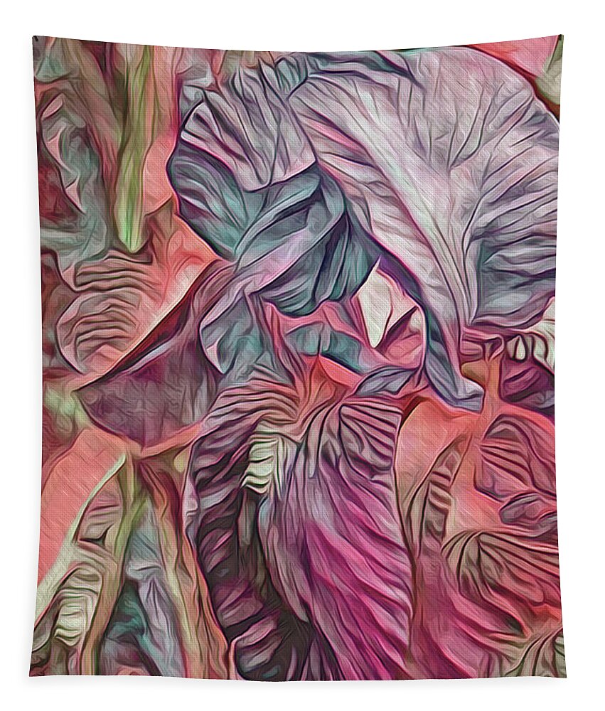 Iris Tapestry featuring the mixed media The Lines of an Iris Magenta Tone by Lynda Lehmann