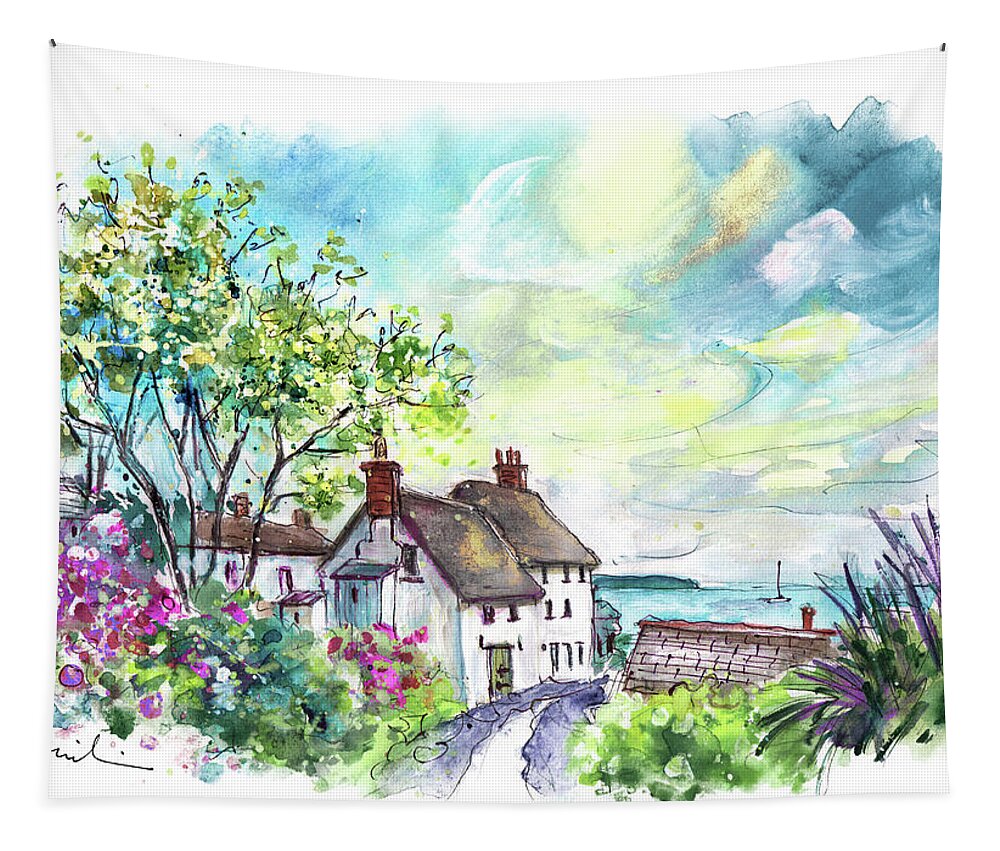 Travel Tapestry featuring the painting The Lizard Peninsula 04 by Miki De Goodaboom