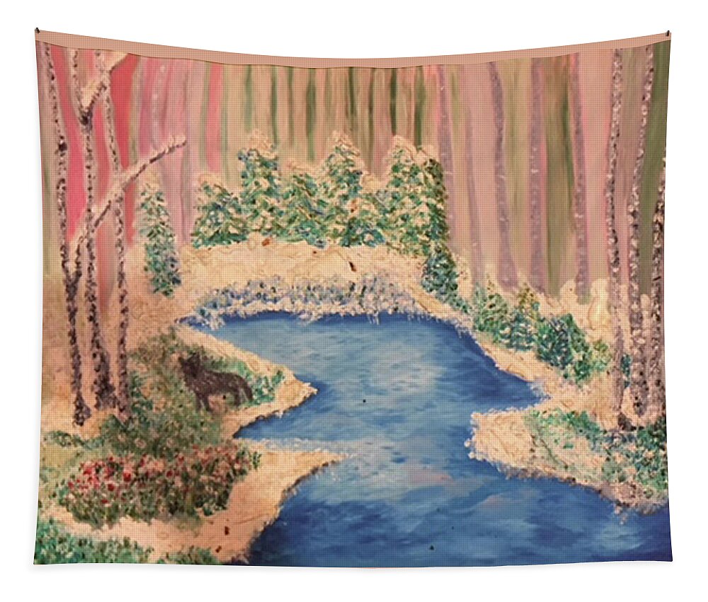 Wolf Tapestry featuring the painting The Lone Wolf in Winter by Susan Grunin