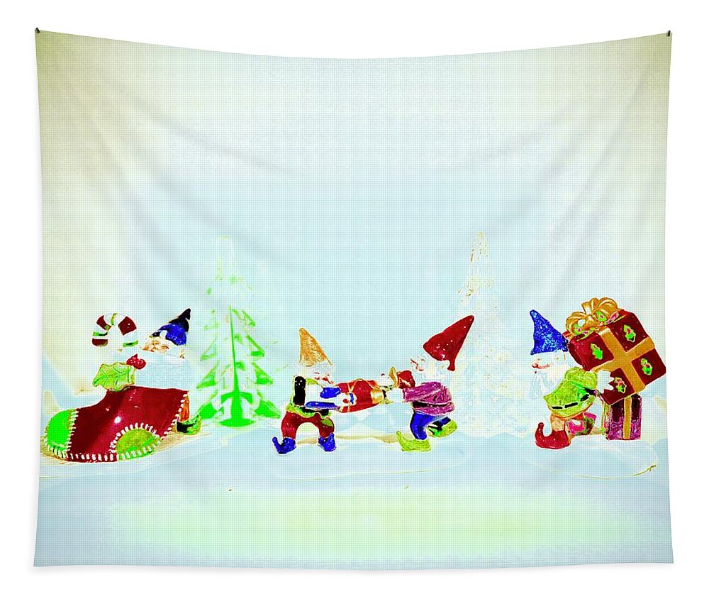Still Life Tapestry featuring the mixed media Santa Is Packing His Sleigh by Alida M Haslett