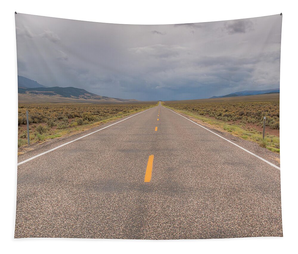 Utah Tapestry featuring the photograph The Long Road Ahead 01093 by Kristina Rinell