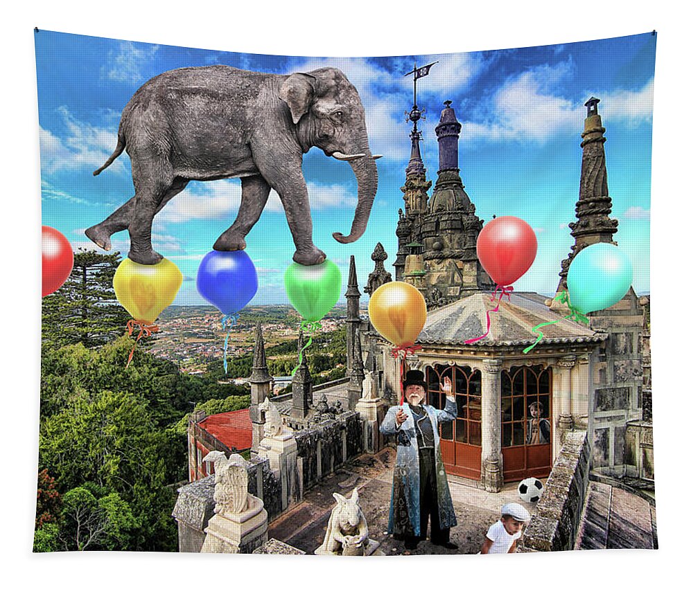 Elephant Tapestry featuring the photograph The Magician on the Roof by Aleksander Rotner