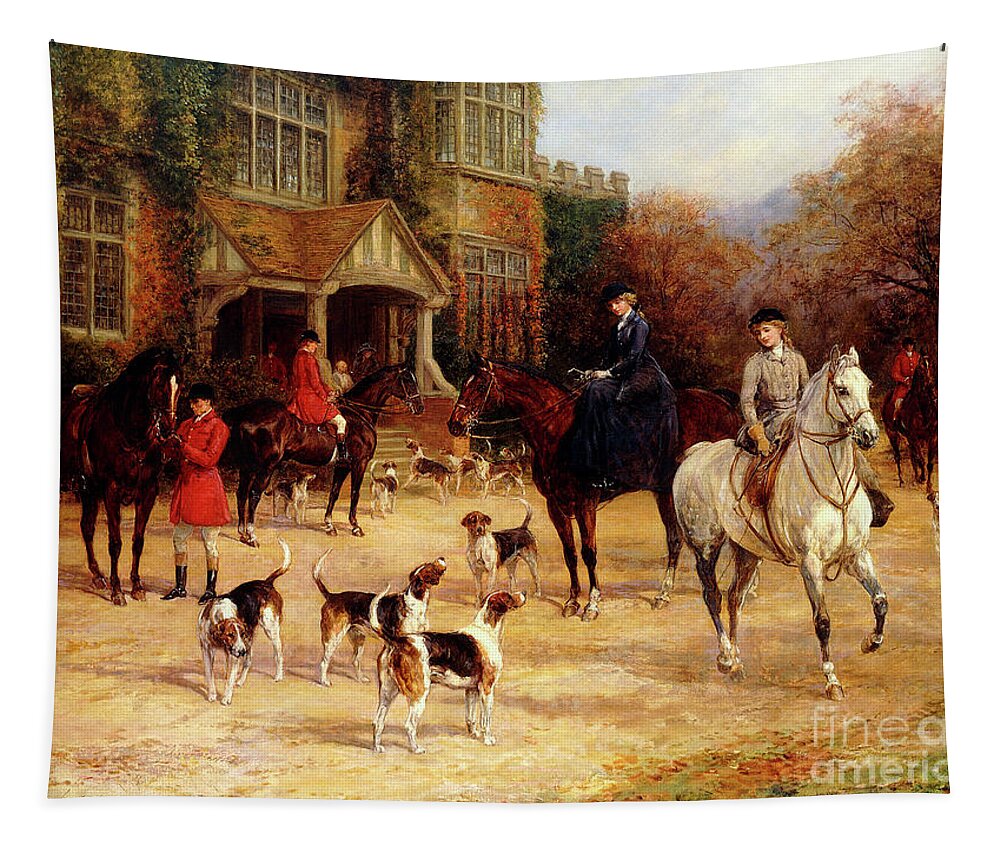 Residence Tapestry featuring the painting The Meet by Heywood Hardy by Heywood Hardy