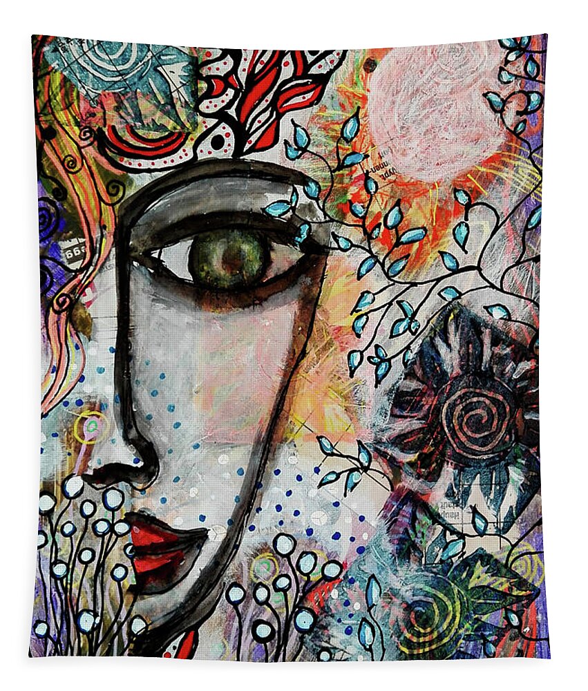 Symbolism Tapestry featuring the mixed media The Observer by Mimulux Patricia No