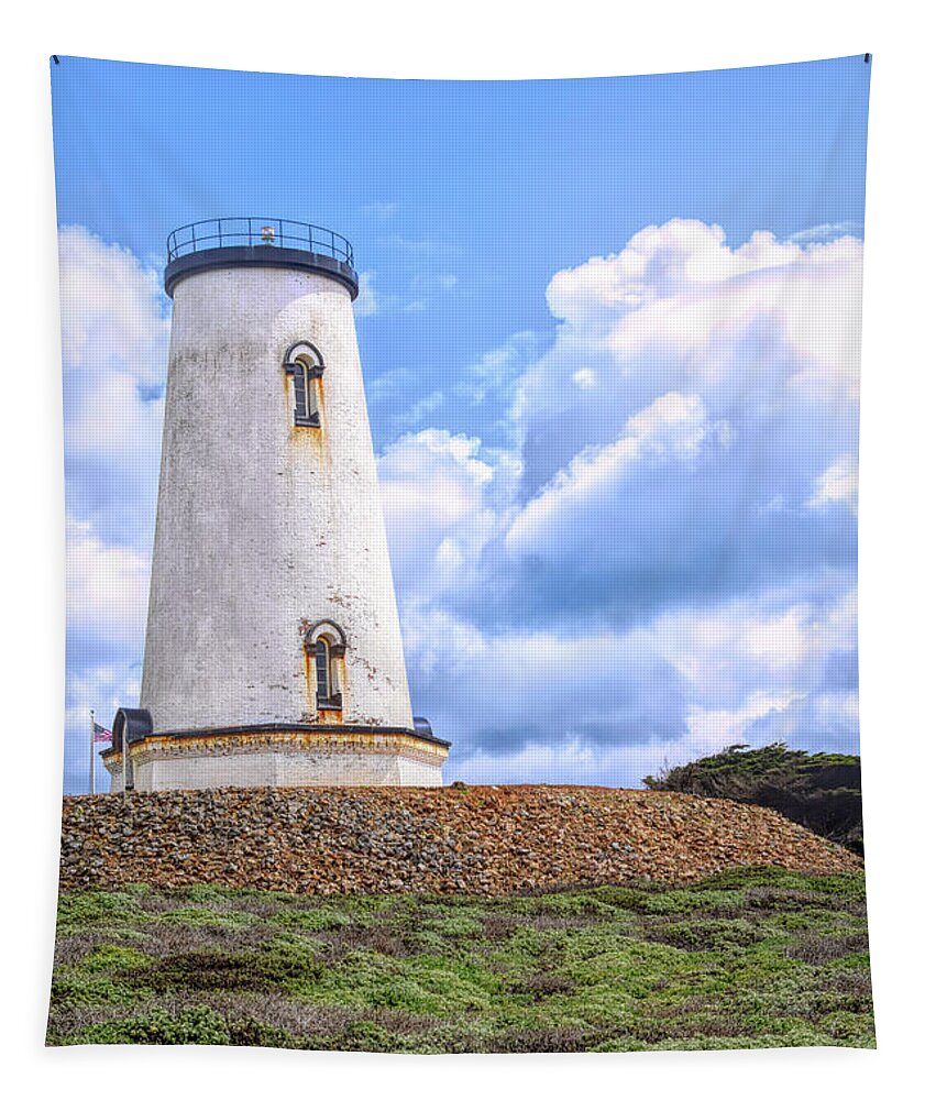 The Piedras Blancas Lighthouse Clouds Tapestry featuring the photograph The Piedras Blancas Lighthouse Clouds 2 by Floyd Snyder