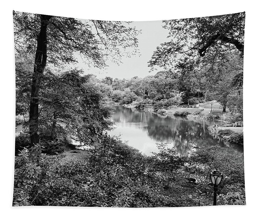 Wright Tapestry featuring the photograph The Pond bw by Paulette B Wright