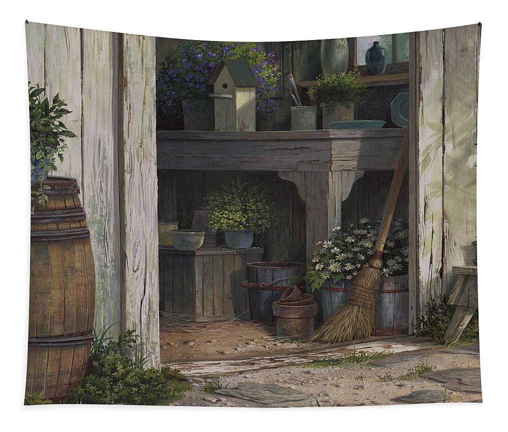 Michael Humphries Tapestry featuring the painting The Potting Shed by Michael Humphries
