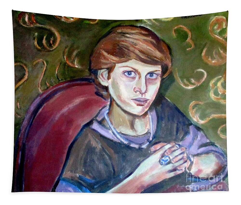Abstract Portraits Tapestry featuring the painting The ring by Helena Wierzbicki
