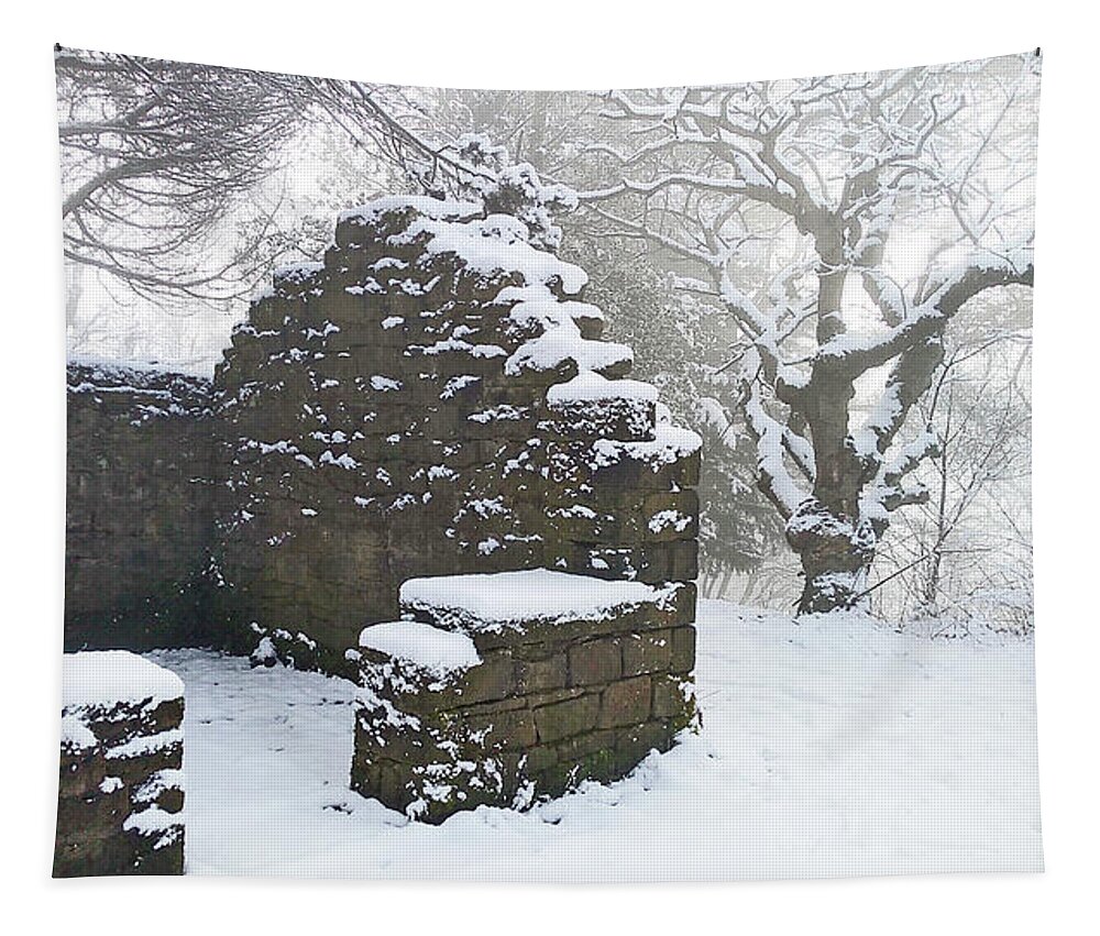 Snow Tapestry featuring the photograph The Ruined Bothy by Lachlan Main