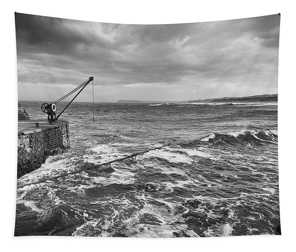 Salmon Tapestry featuring the photograph The Salmon Fisheries, Portrush by Nigel R Bell