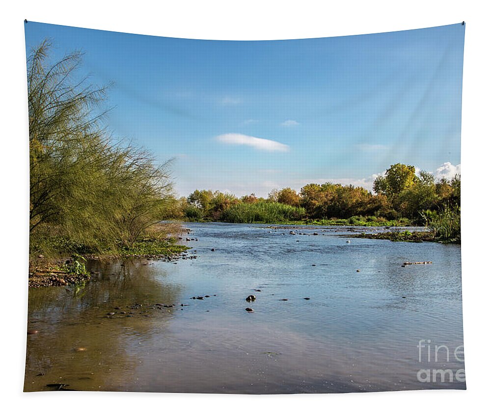 Arizona Tapestry featuring the photograph The Salt at Three Rivers by Kathy McClure