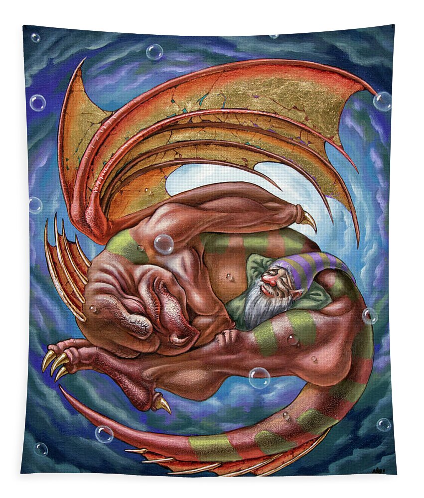 Painting Tapestry featuring the painting The Second dream of a celestial dragon by Victor Molev
