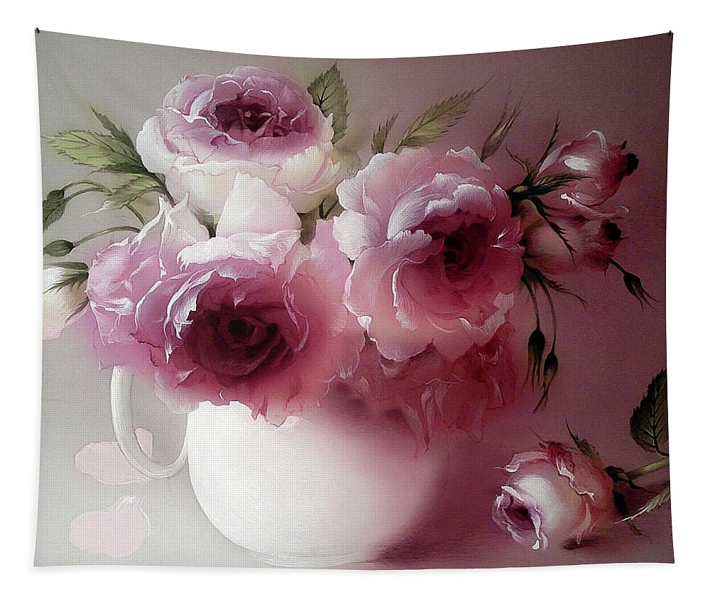 Russian Artists New Wave Tapestry featuring the painting The Tender Fragrance of Roses by Alina Oseeva