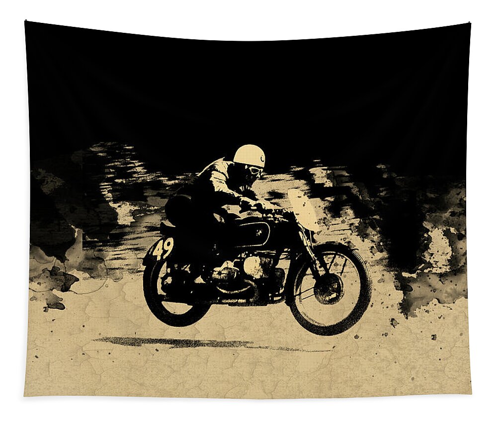 Vintage Motorcycle Racer Tapestry featuring the photograph The Vintage Motorcycle Racer by Mark Rogan