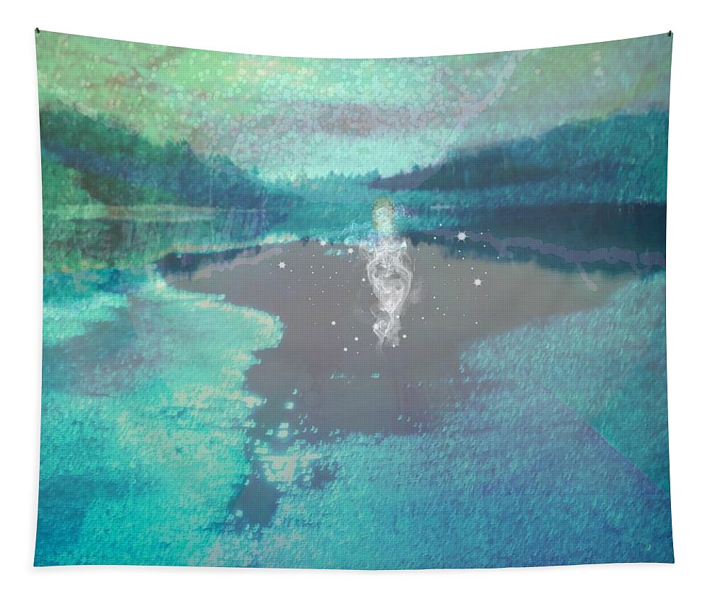 Heaven Tapestry featuring the mixed media The Visitor by Diamante Lavendar