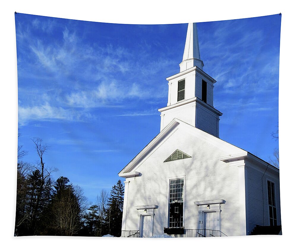 Church Tapestry featuring the photograph The White Church in Grafton, Vermont by Linda Stern
