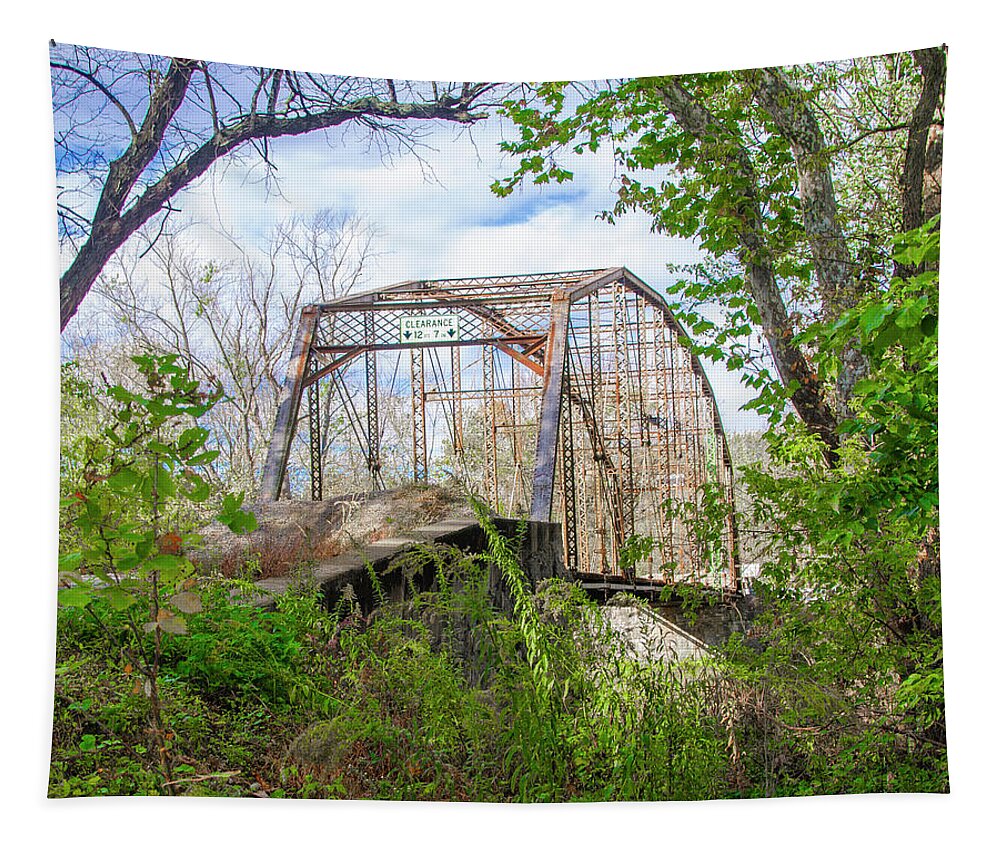 Creek Tapestry featuring the photograph The Wolfs Bridge - Conodoguine Creek - Carlisle Pa by Bill Cannon
