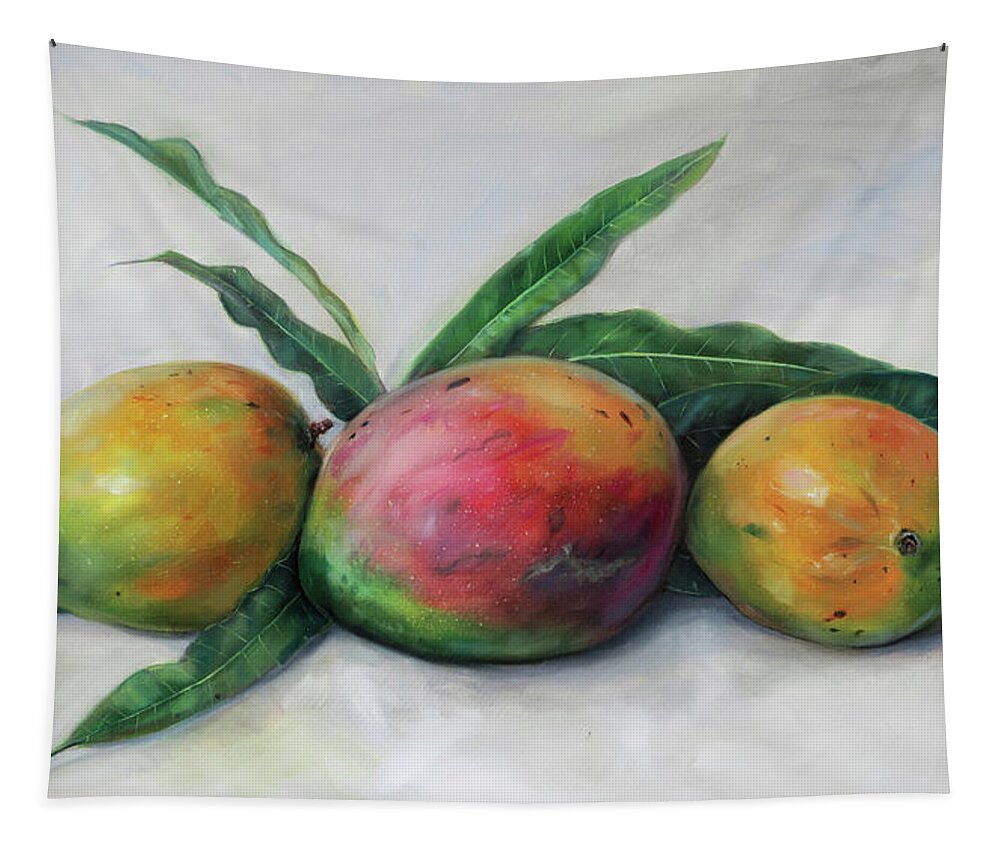 Still Life Tapestry featuring the painting Three Julie Mangos by Jonathan Gladding