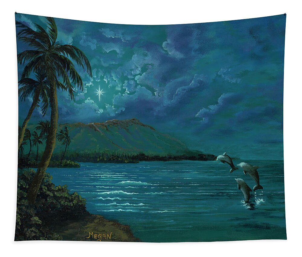 Dolphin Tapestry featuring the painting Three Kings by Megan Collins