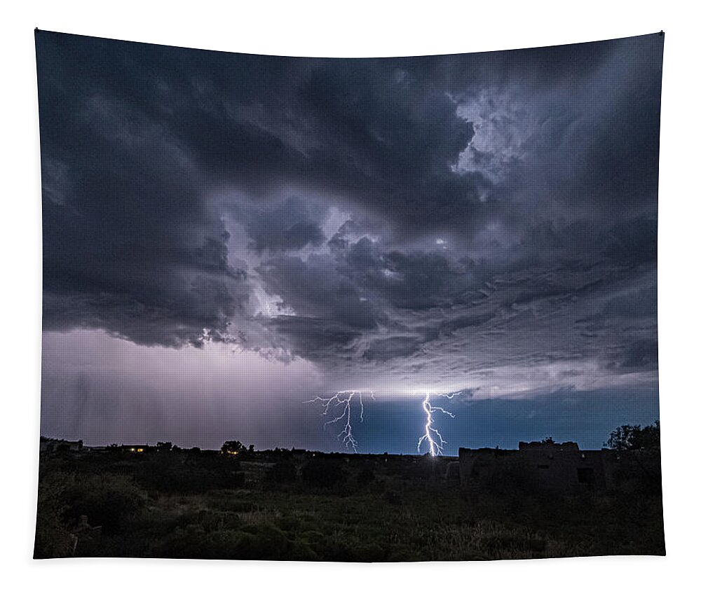 © 2019 Lou Novick All Rights Reversed Tapestry featuring the photograph Thunderstorm #2 by Lou Novick