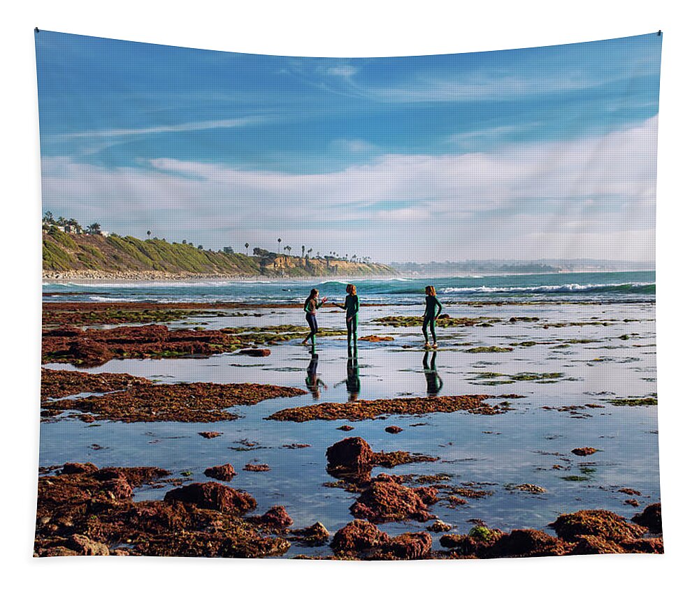 Low Tide Tapestry featuring the photograph Tide Poolers by Alison Frank