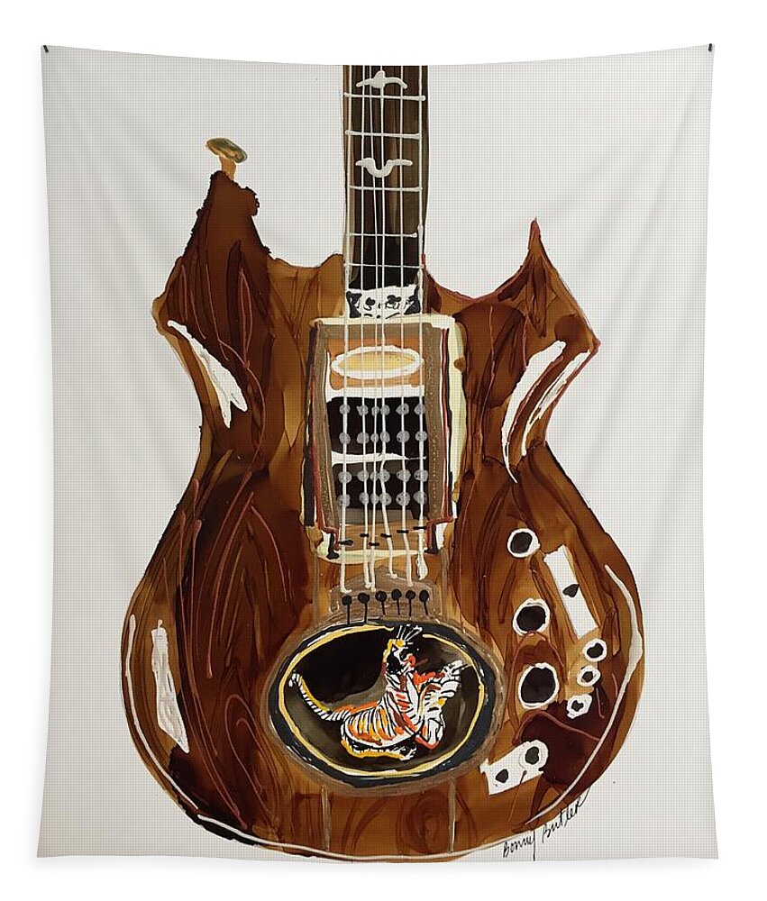 Guitar Tapestry featuring the painting Tiger by Bonny Butler