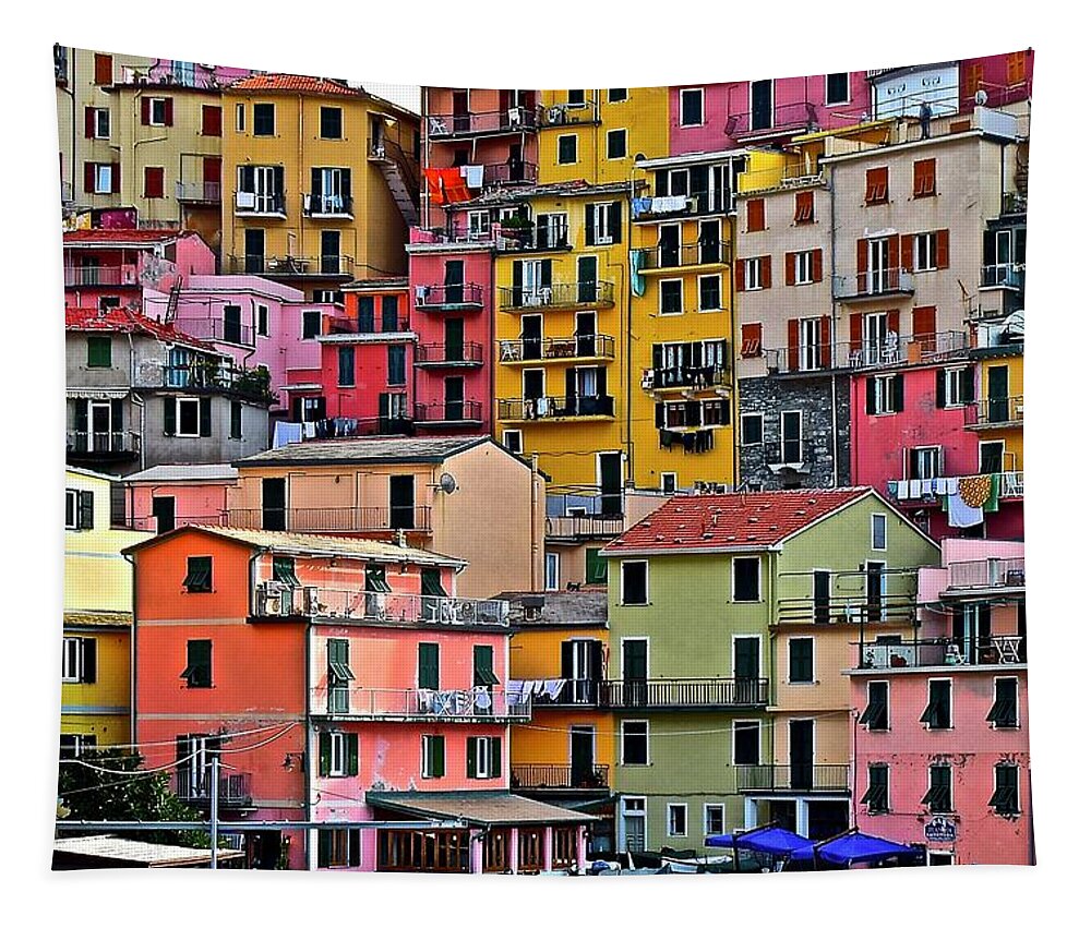 Manarola Tapestry featuring the photograph Tight Quarters by Frozen in Time Fine Art Photography
