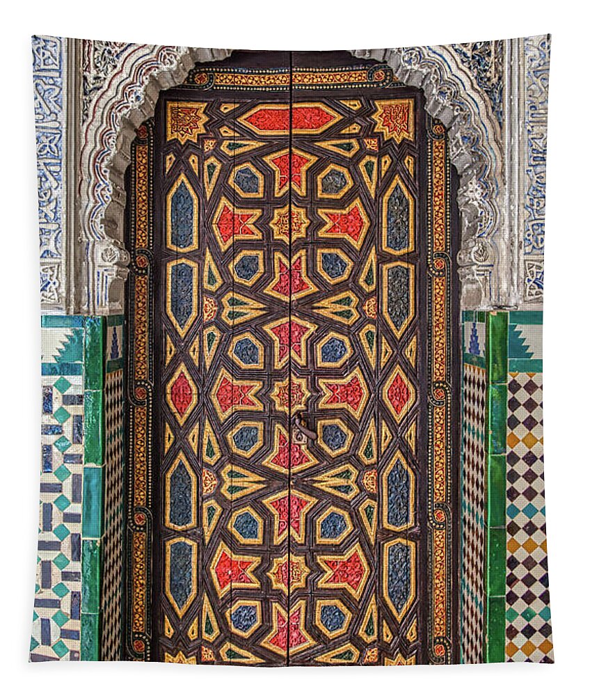 Door Tapestry featuring the photograph Tiled Door of Sevilla by David Letts