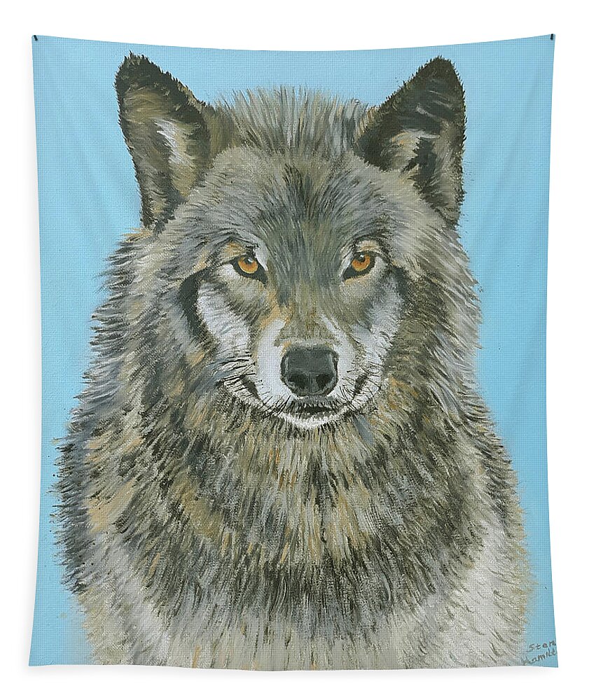 Timber Wolf Tapestry featuring the painting Timber Wolf 4 by Stan Hamilton