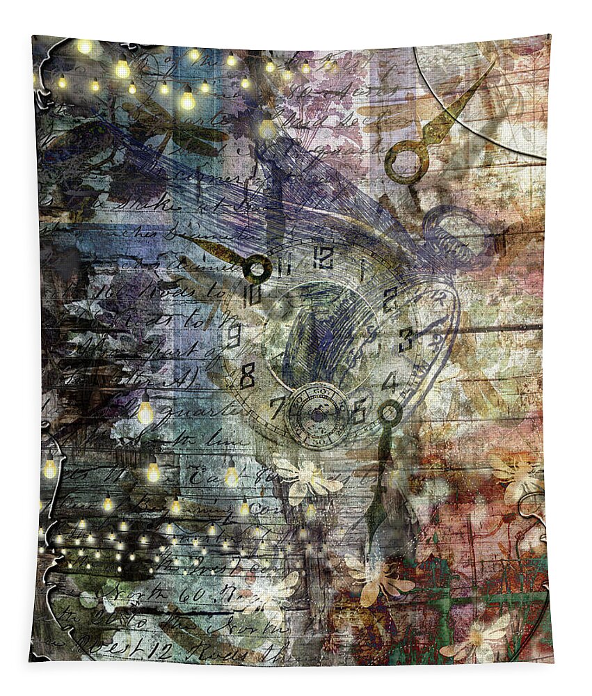 Time Flies Tapestry featuring the digital art Time Flies by Linda Carruth